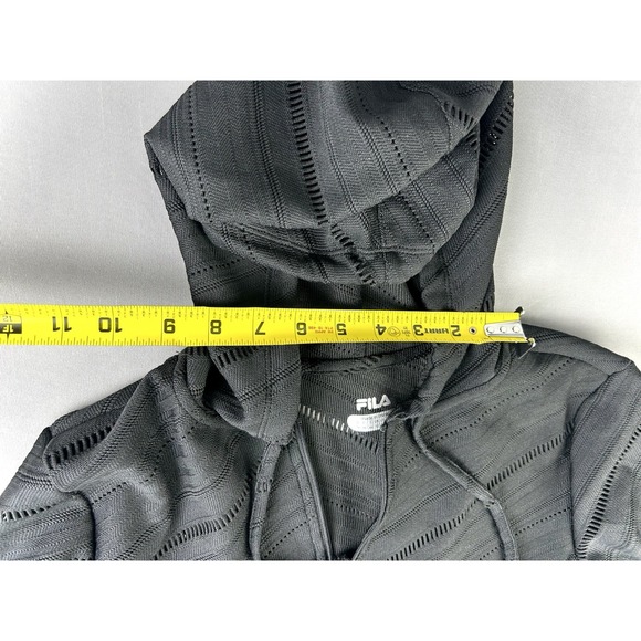 Fila Women's M Long Hooded Full Zip Jacket Black Beach Cover Up NEW With Tags - Picture 6 of 11